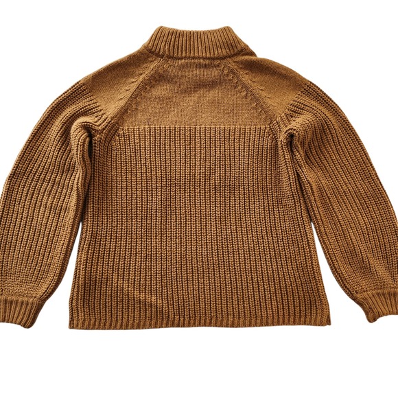Madewell Mock neck Ribbed Brown Chunky Knit Sweater Balloon Sleeve Women's sz XS - Picture 3 of 5